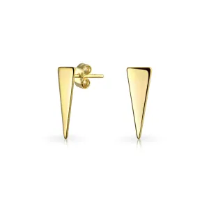 Geometric Spike Triangle Arrow Stud Earrings 14K Gold Sterling Silver Customizable