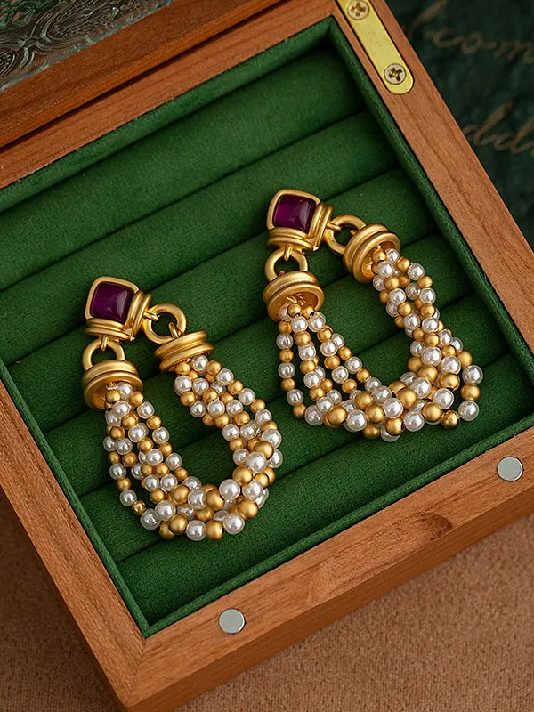 Geometric Tasseled Drop Earrings