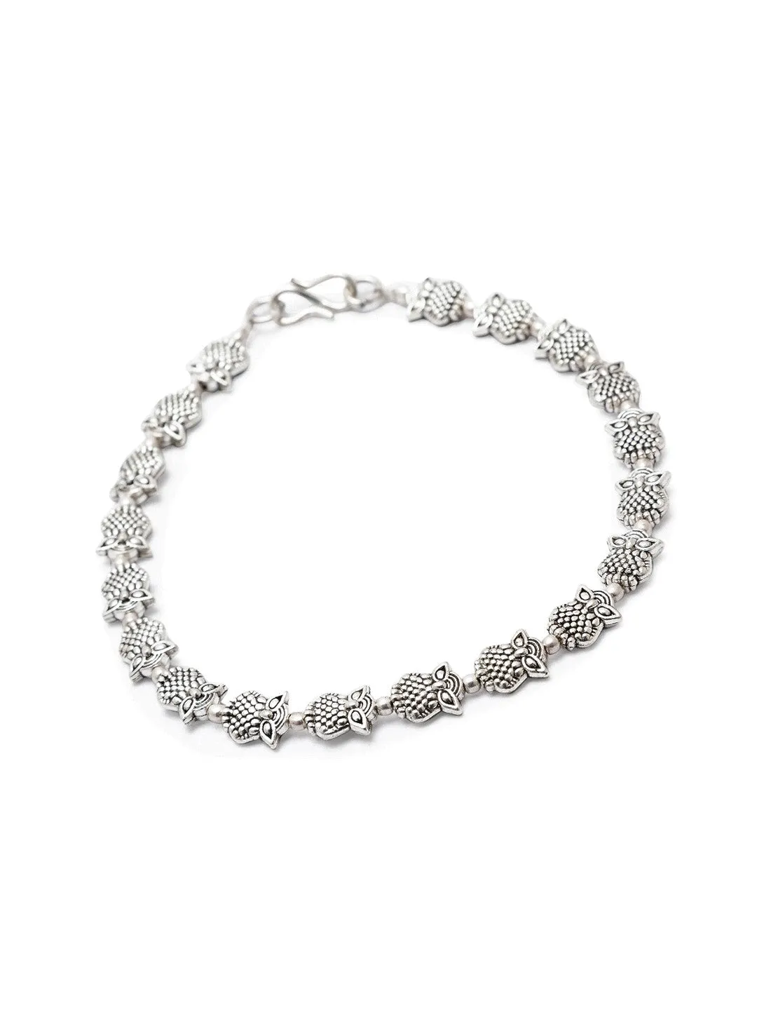 German Oxidised Silver Anklets Owl With Silver beads Payal Silver Plating Paijan Foot Jewellery