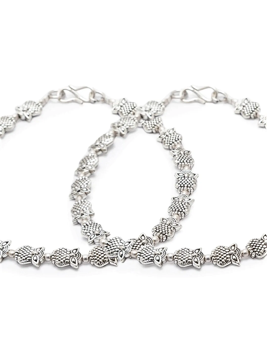 German Oxidised Silver Anklets Owl With Silver beads Payal Silver Plating Paijan Foot Jewellery
