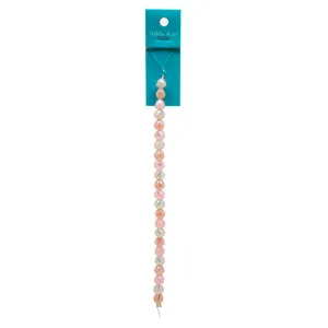 Gold & Pink Glass Strung Beads 7in x 8mm