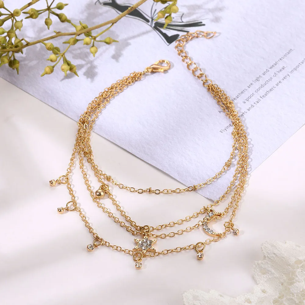 Gold Ankle Chains Female Simple Crystal Anklets