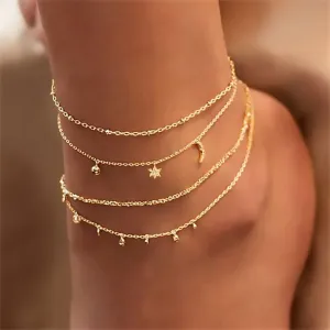 Gold Ankle Chains Female Simple Crystal Anklets