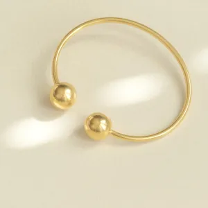 Gold Ball Open Cuff Bangle Bracelet Gold Oval Bangle for Women Plain Bangle Open Cuff bracelet, Non Tarnish Stackable cuffs Stacking Bangle