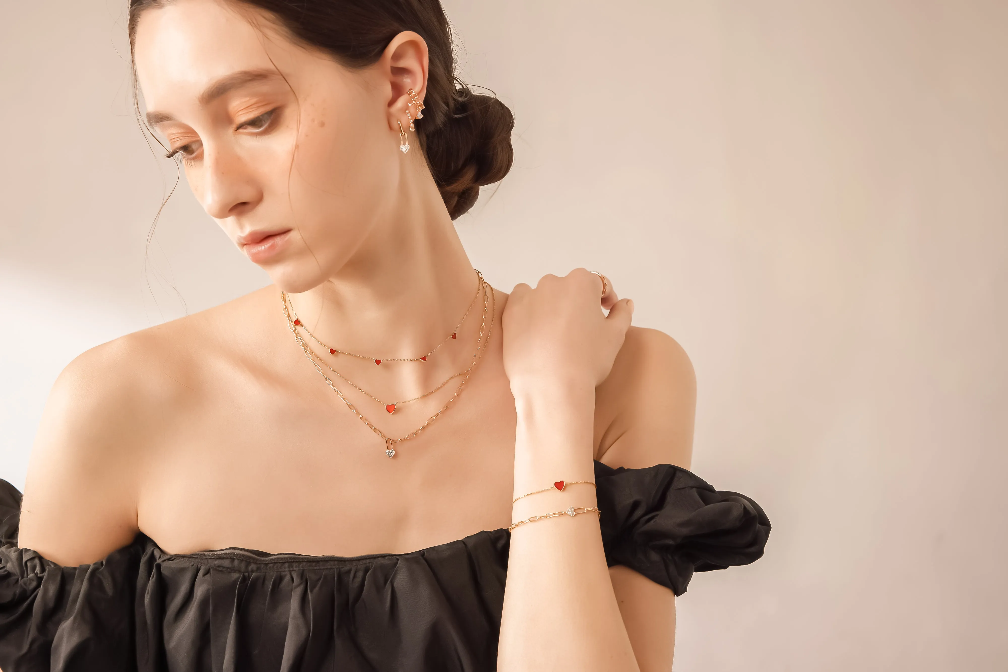 Gold Carnelian Double Sided Choker - Sweetheart