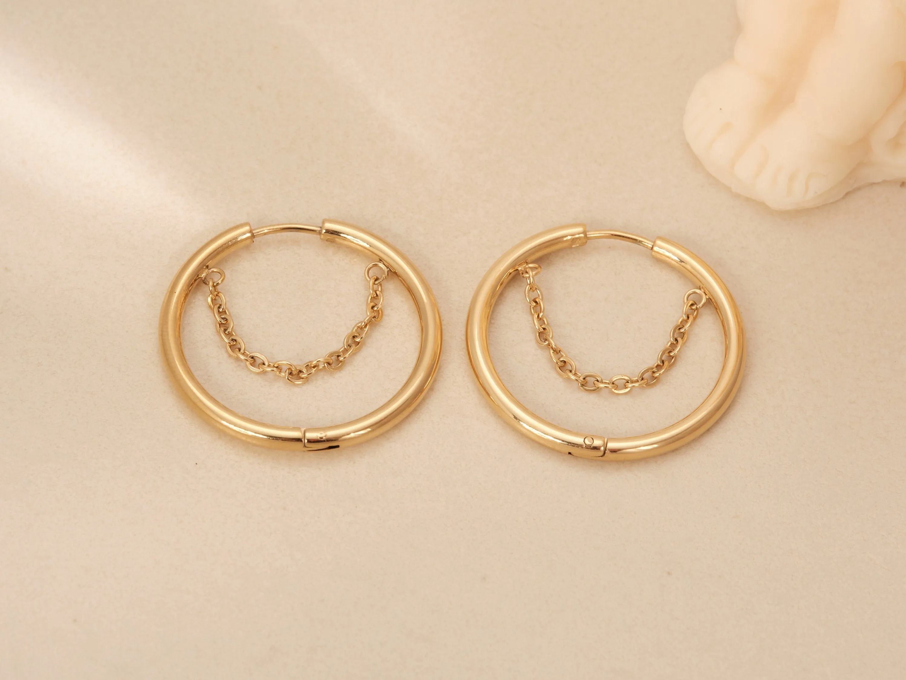 Gold Chain Huggies, Gold Huggies, Gold Hoop Earrings, Gold Earrings, Gold Hoops, Gold Hoop Huggies, Gold Chain Hoops, Gold Chain Earrings