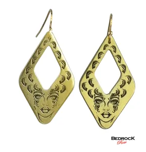 Gold Divine Goddess Dangling Earrings | Glamorous Design