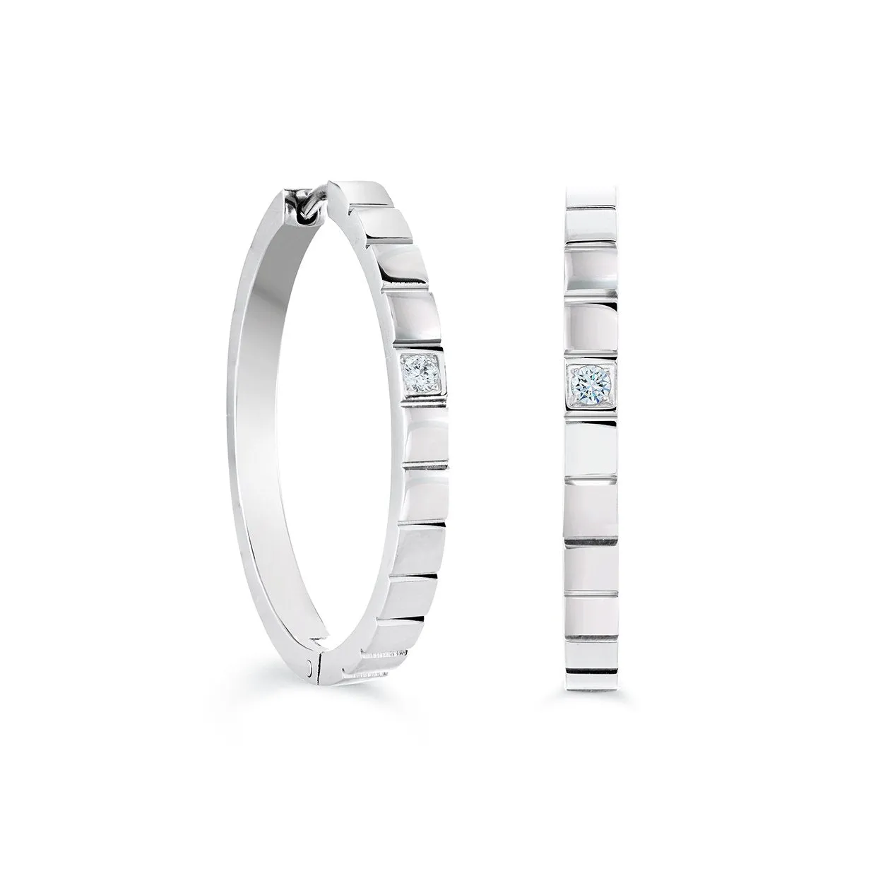 Gold-IP-S.Steel White-Cz 30mm Brushed-Polished Huggie-Earrings | Italgem Steel