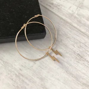 Gold Lightning Bolt Hoop Earrings