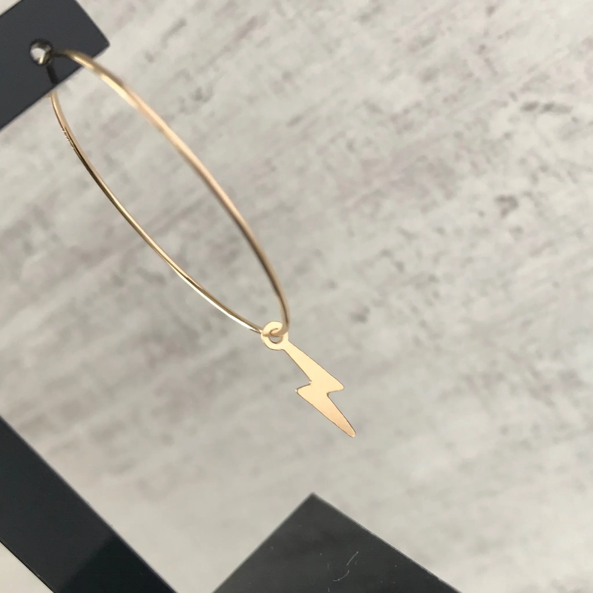 Gold Lightning Bolt Hoop Earrings