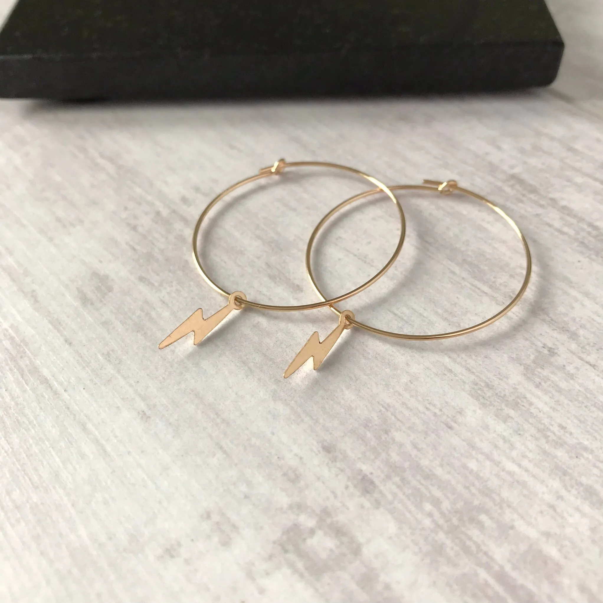 Gold Lightning Bolt Hoop Earrings
