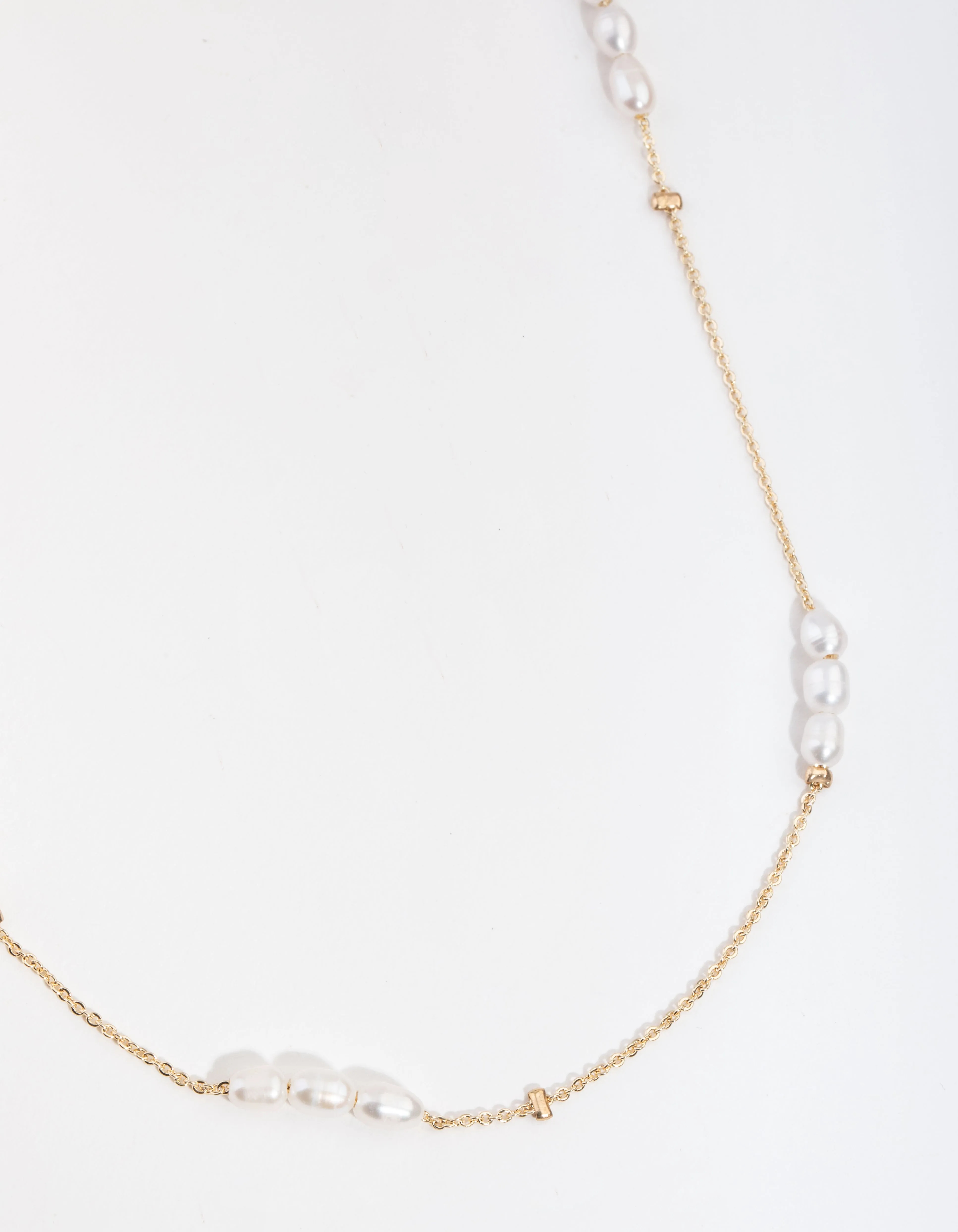 Gold Plated Freshwater Pearl Station Necklace