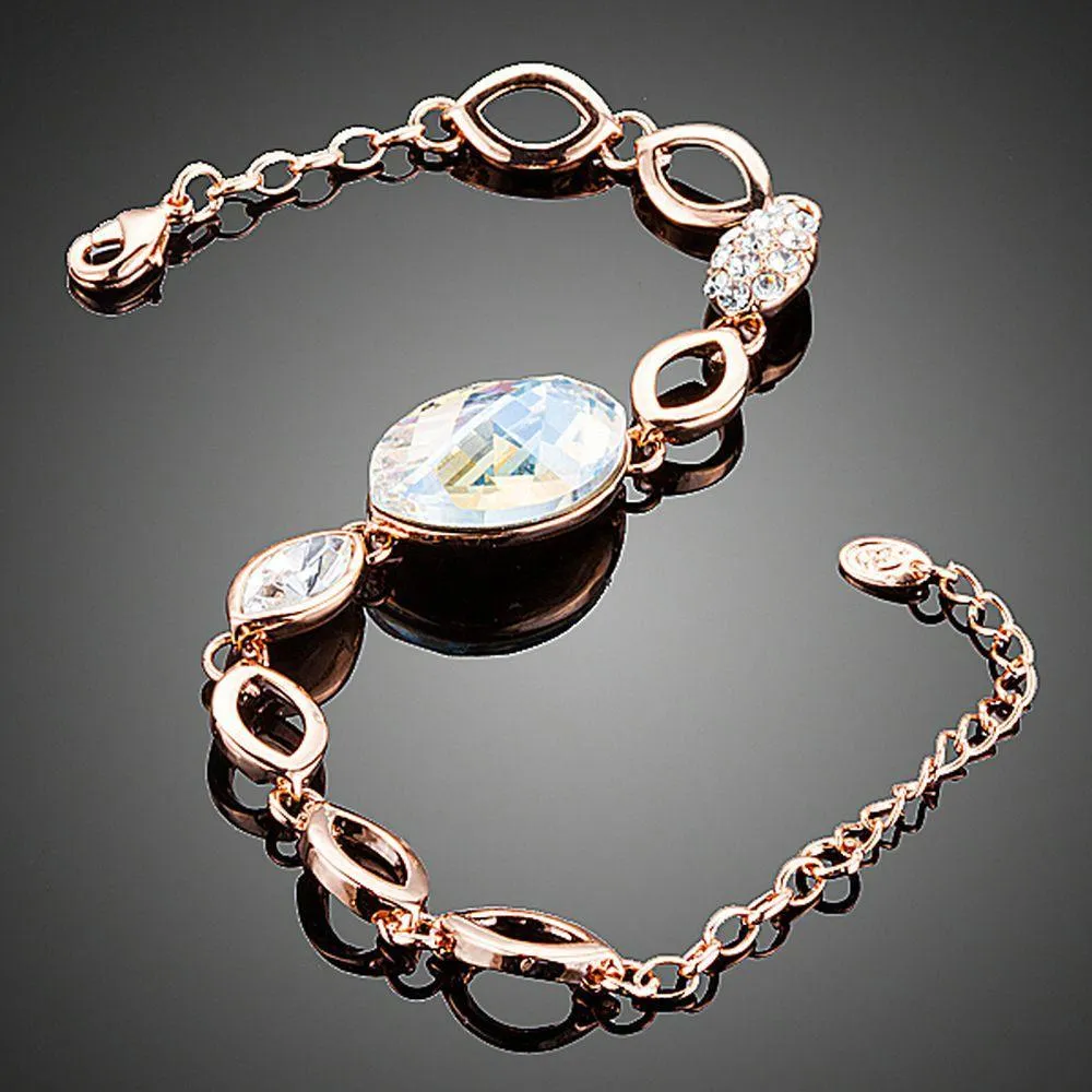 Gold Plated Oval Crystal Bracelet