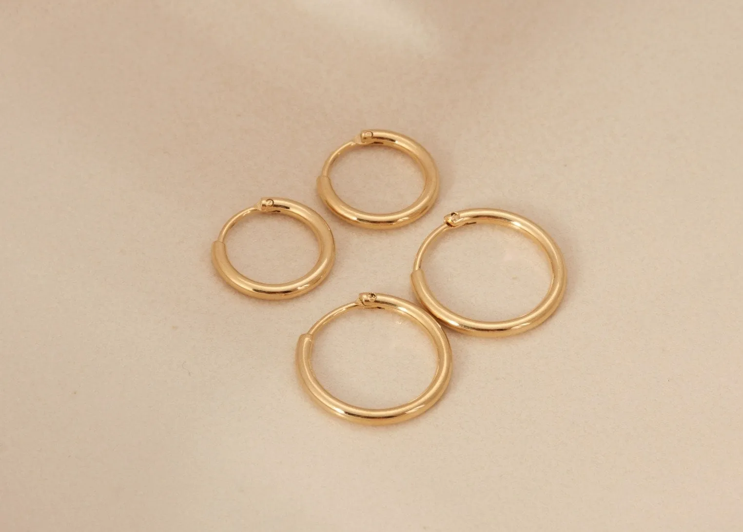 Gold Seamless Hoop Earrings, Gold Hoops, Gold Earrings, Gold Continuous Hoops, Plain Hoops, Simple Hoops, Large Hoops, WATERPROOF Earrings