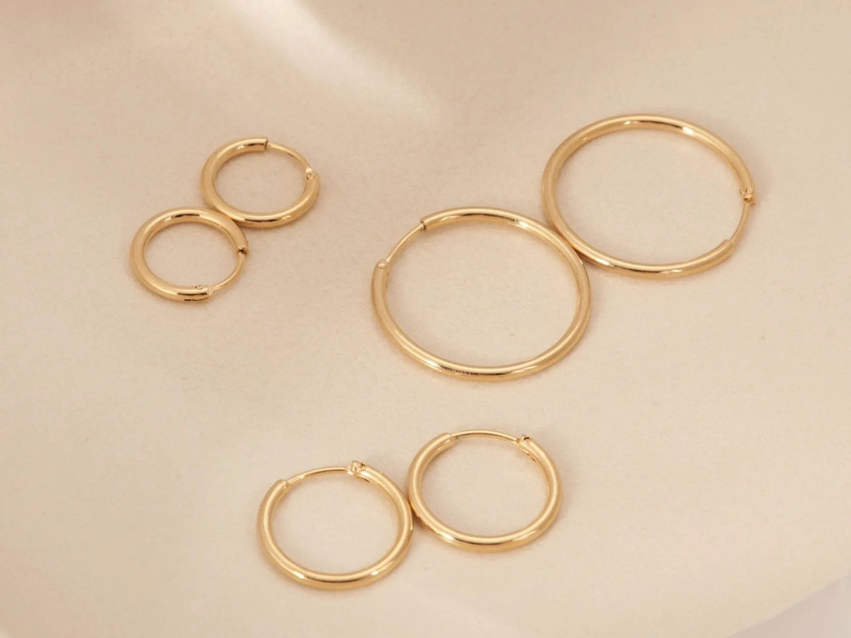 Gold Seamless Hoop Earrings, Gold Hoops, Gold Earrings, Gold Continuous Hoops, Plain Hoops, Simple Hoops, Large Hoops, WATERPROOF Earrings