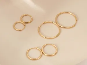 Gold Seamless Hoop Earrings, Gold Hoops, Gold Earrings, Gold Continuous Hoops, Plain Hoops, Simple Hoops, Large Hoops, WATERPROOF Earrings