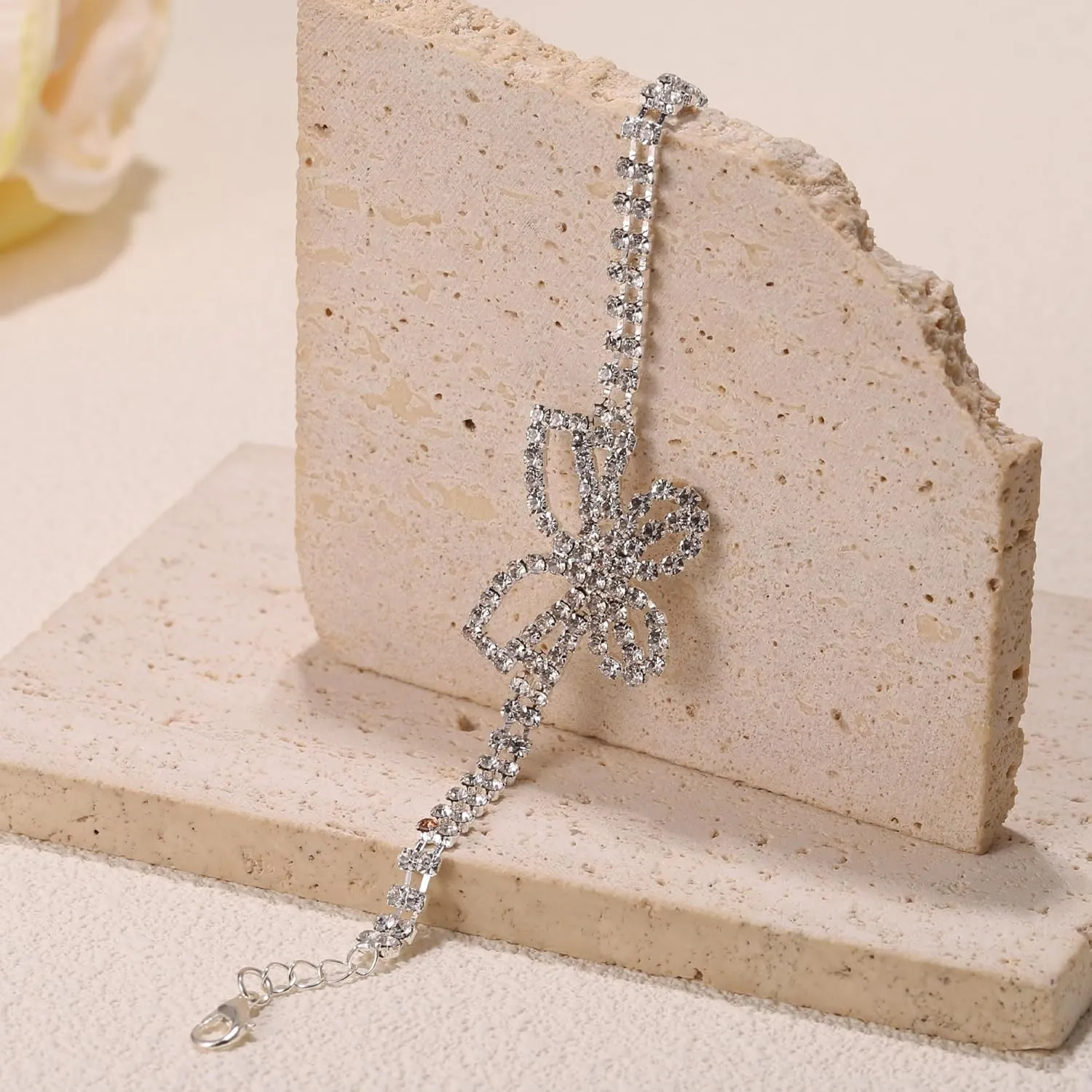 Gold Silver Ankle Bracelets for Women,Adjustable Rhinestone Pendant Tennis Anklet,Heart Butterfly Diamond Summer Beach Foot Chain Jewelry Gifts