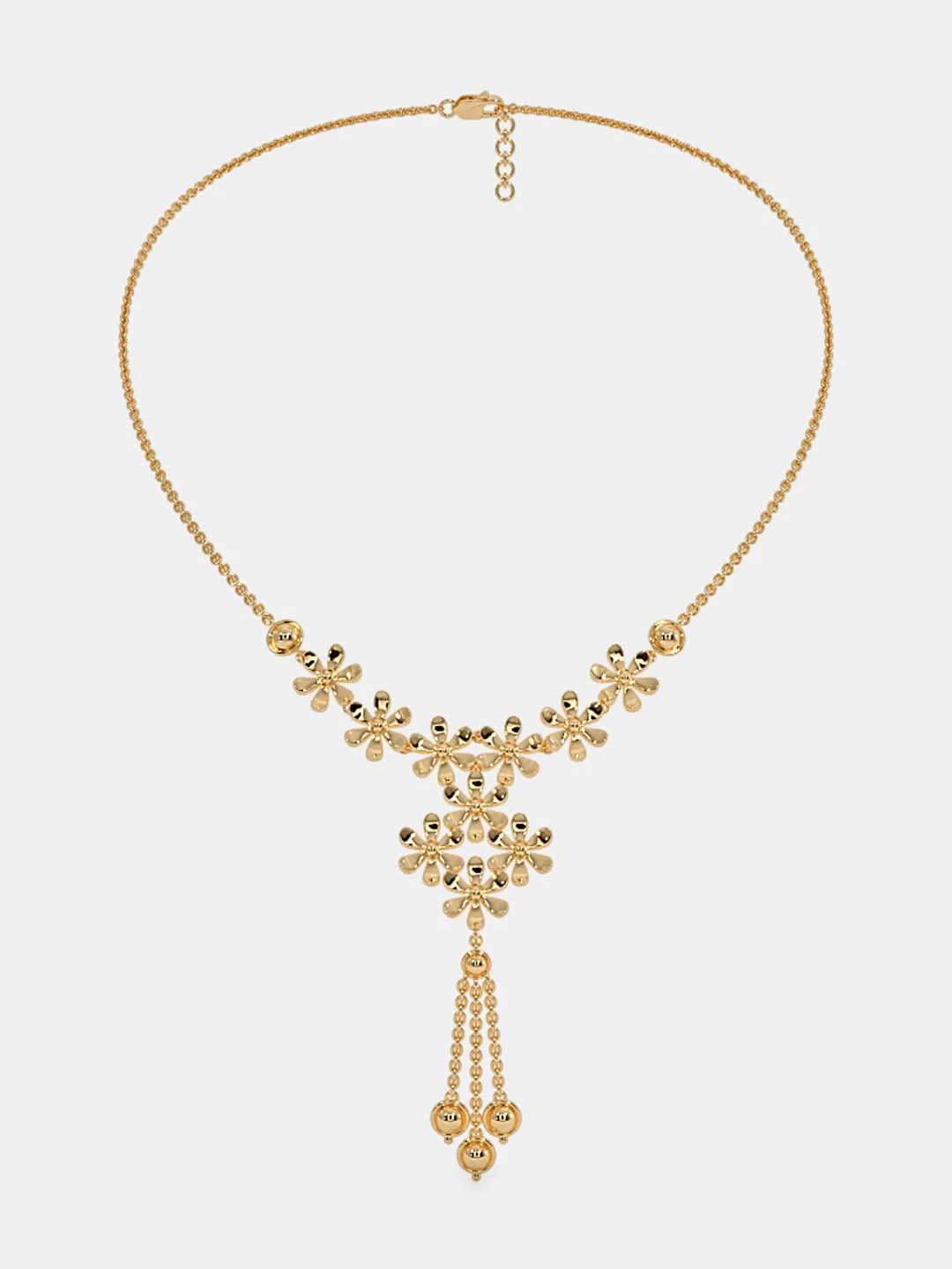 Golden Bloom Floral Drop Necklace