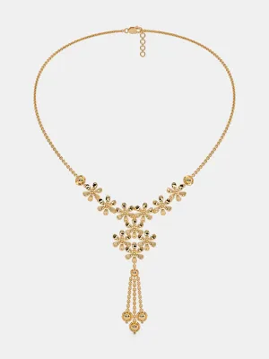 Golden Bloom Floral Drop Necklace
