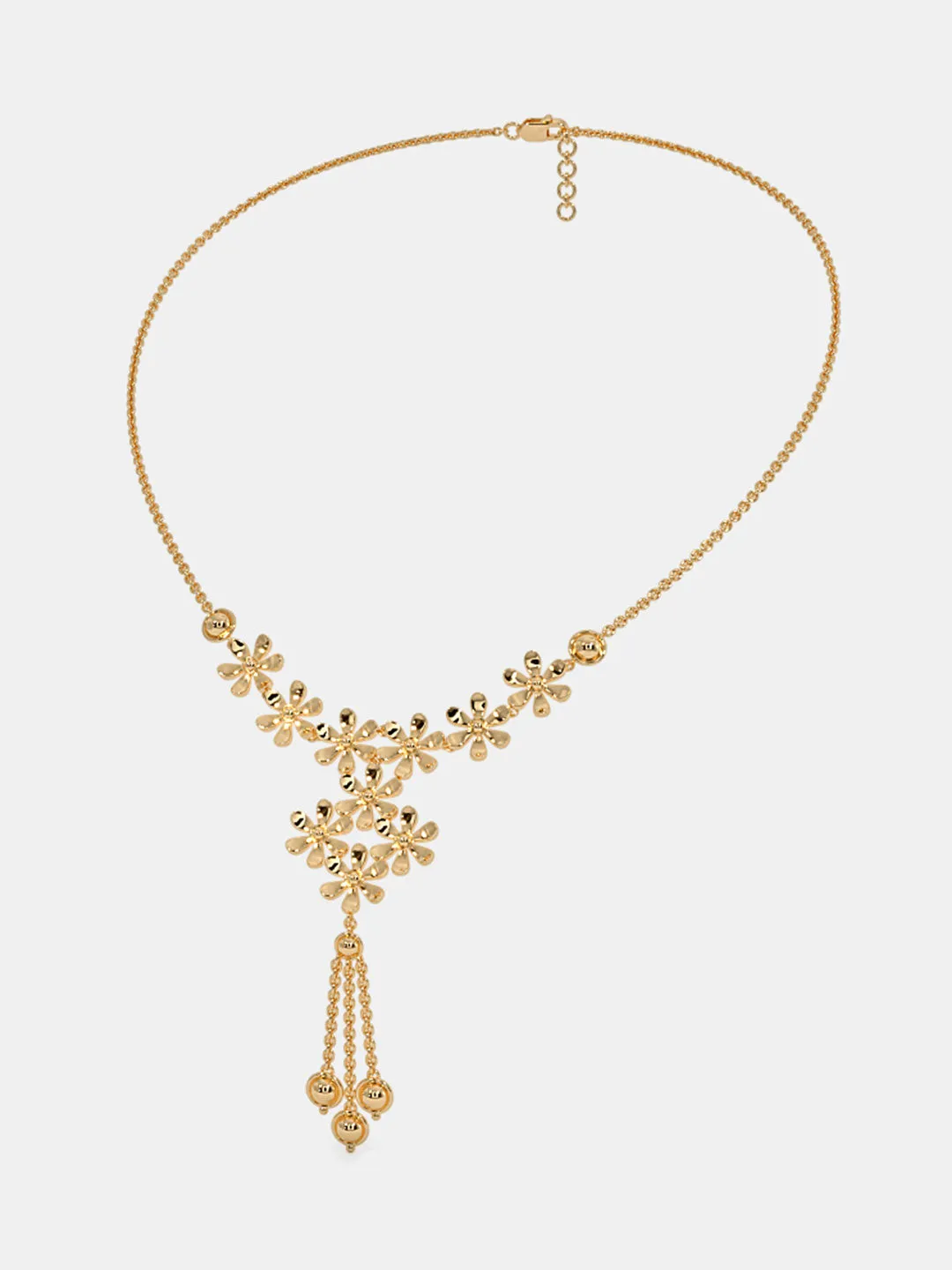 Golden Bloom Floral Drop Necklace