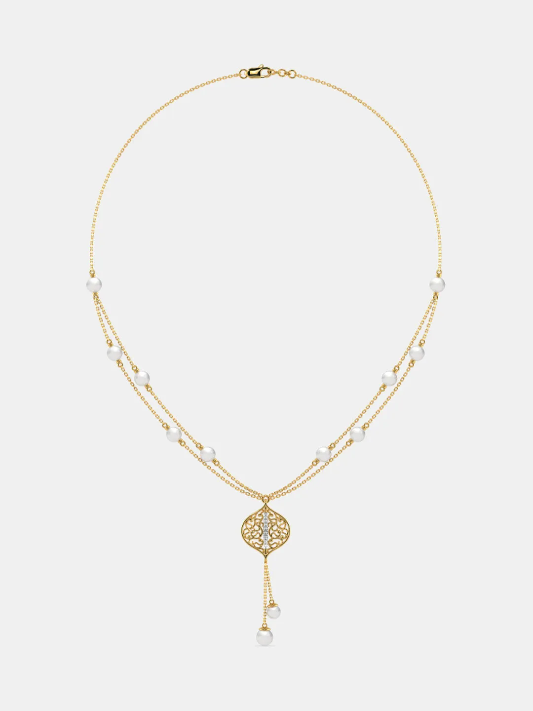 Golden Pearl Cascade Necklace