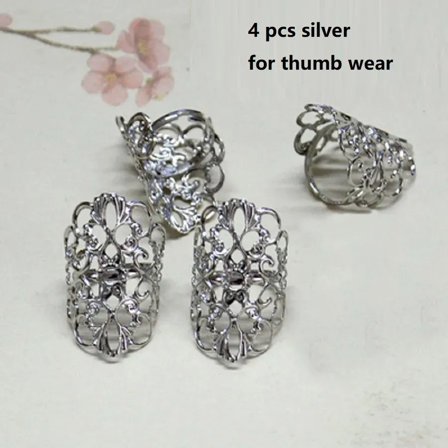 Golden Silver Nails Cover Decor Rings