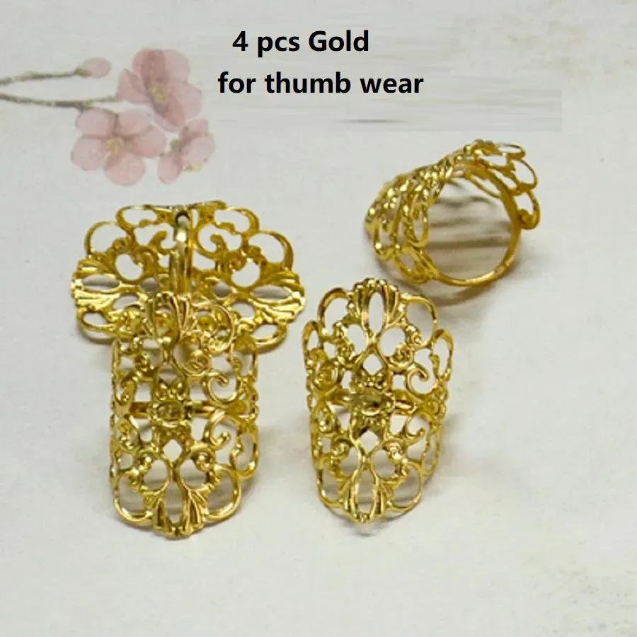 Golden Silver Nails Cover Decor Rings