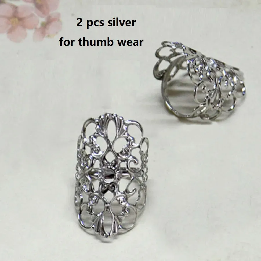Golden Silver Nails Cover Decor Rings