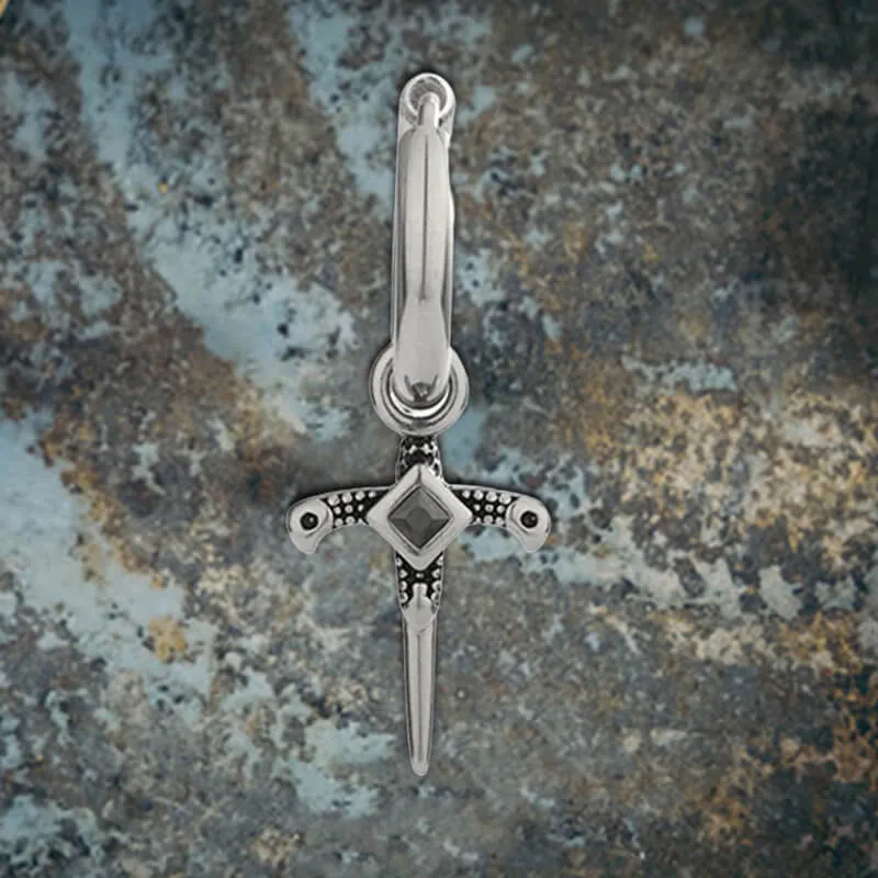 Gothic Sword Gem-Set Stainless Steel Earrings