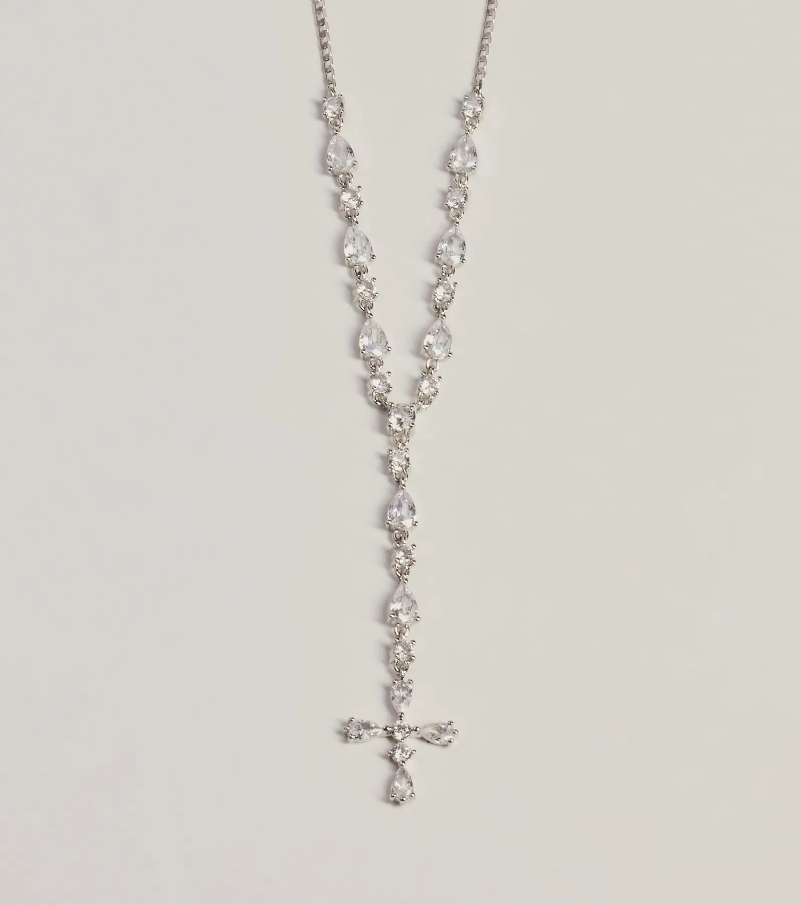 Graceful Elegance Cross Charm Lariat Necklace