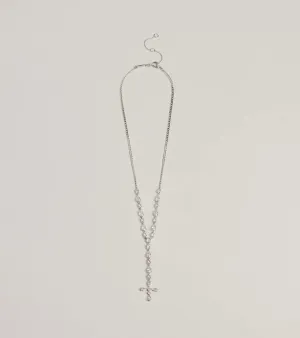 Graceful Elegance Cross Charm Lariat Necklace