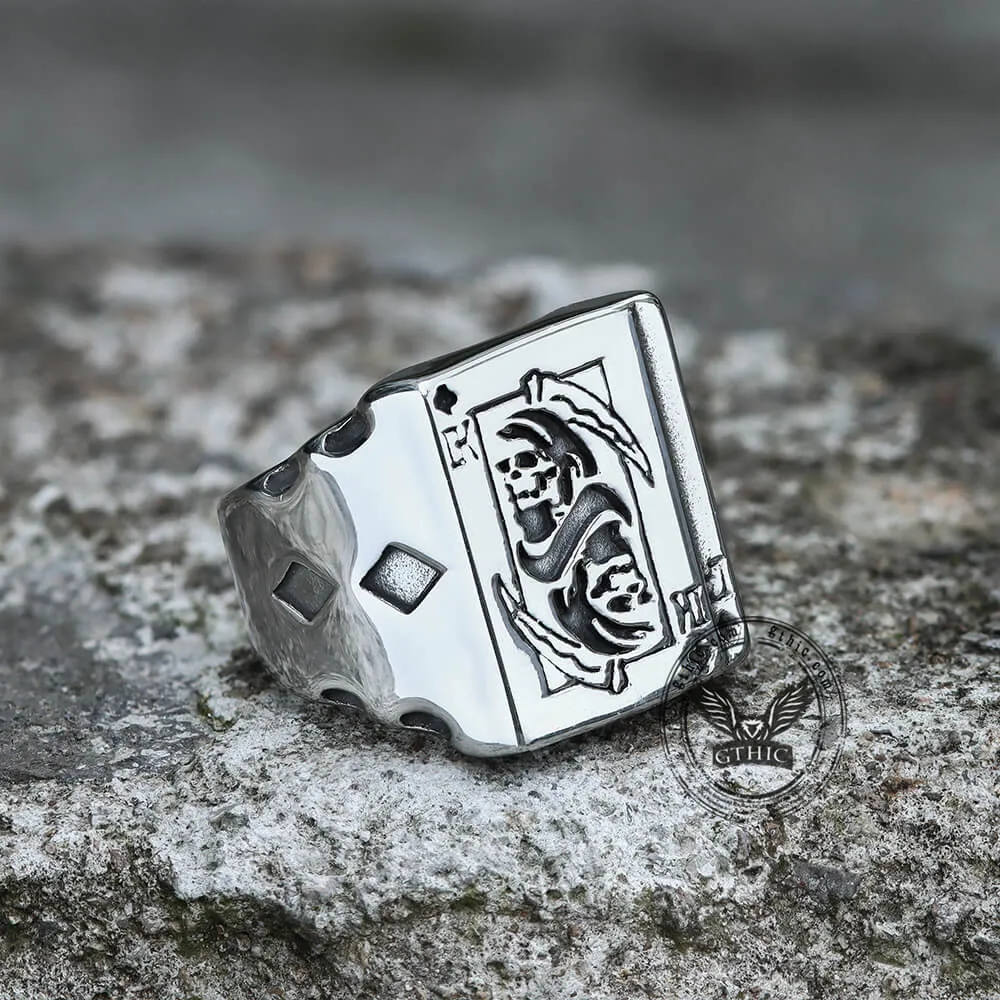 Grim Reaper Poker Stainless Steel Ring