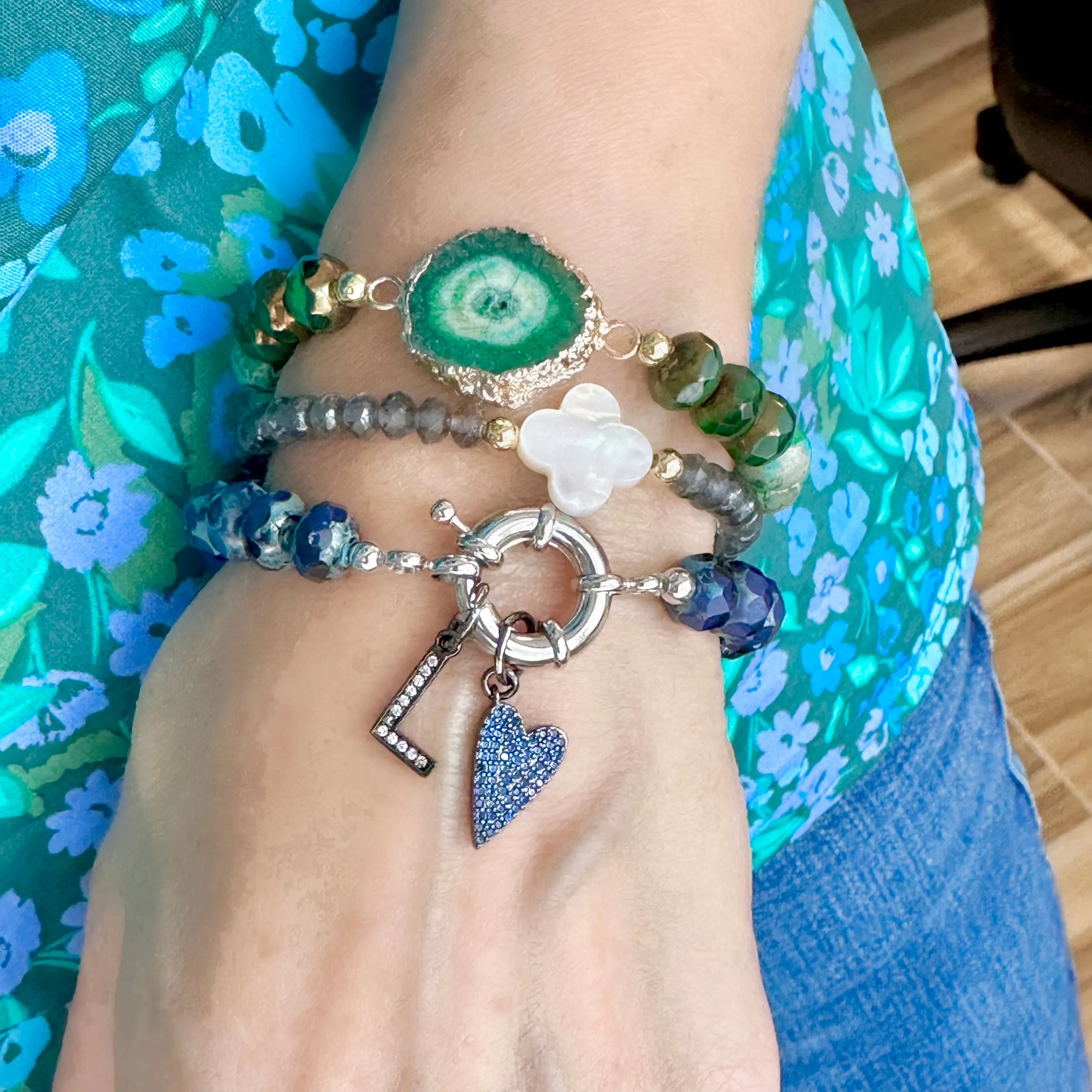 Hailey Initial Heart Stack of Bracelets