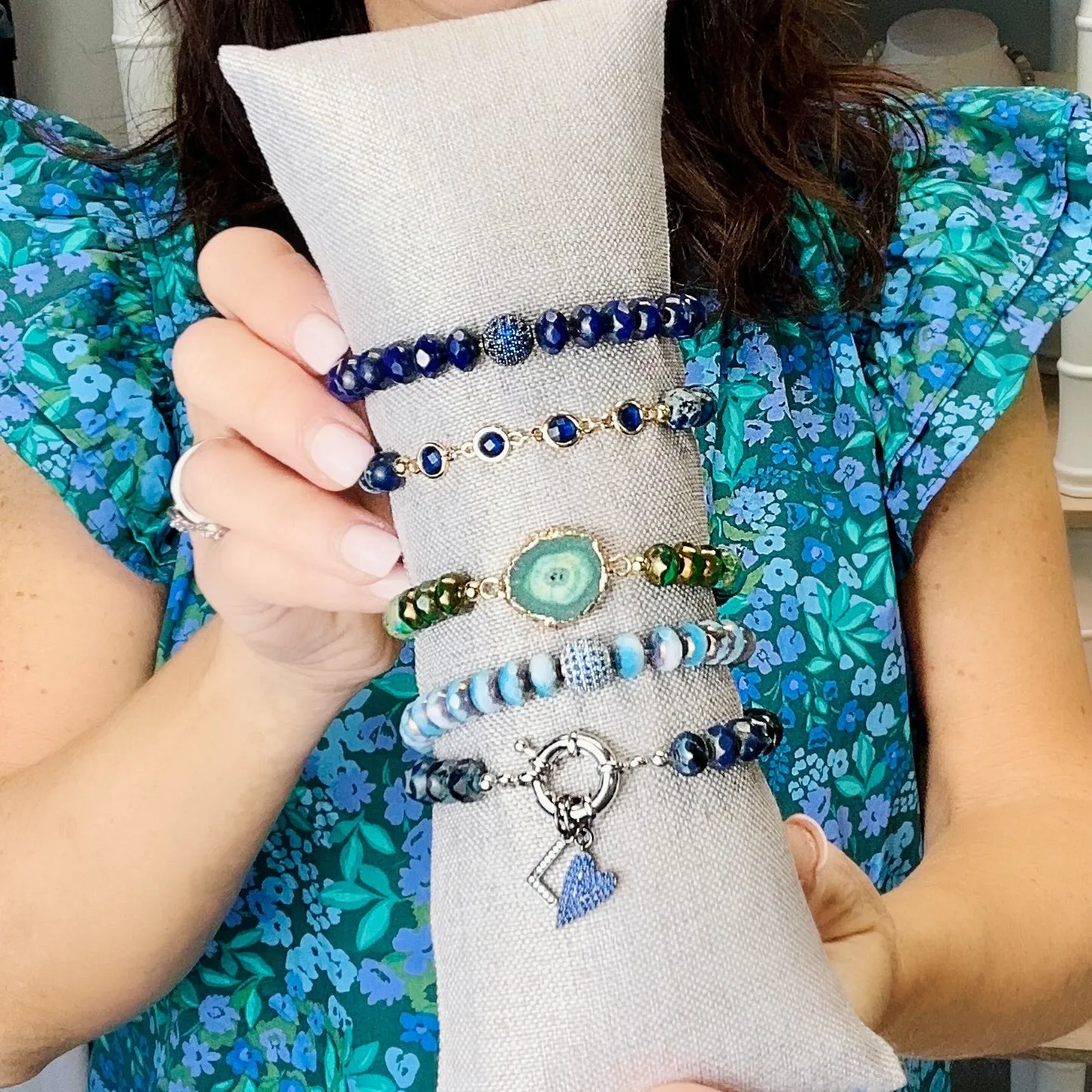 Hailey Initial Heart Stack of Bracelets