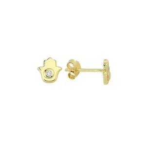Hamsa Sterling Silver Earrings plated in 18K Gold