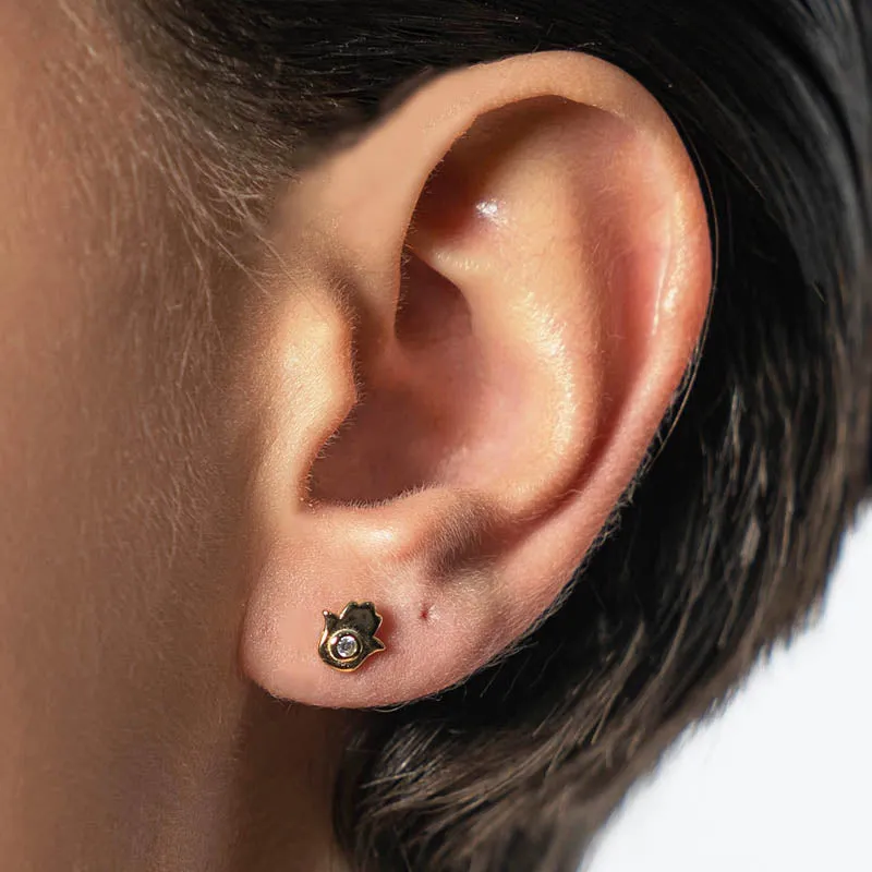 Hamsa Sterling Silver Earrings plated in 18K Gold