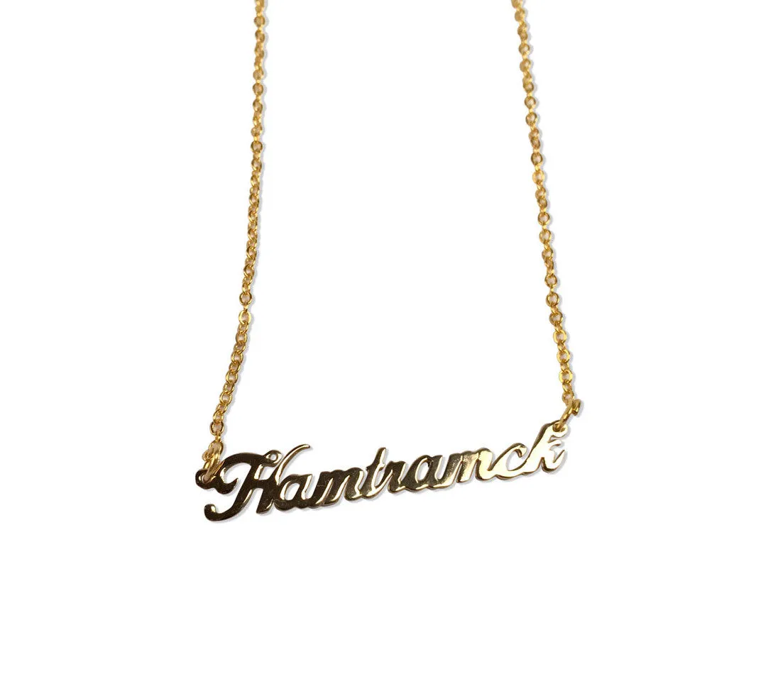 Hamtramck Script Necklace, Michigan Neighborhood Pendant