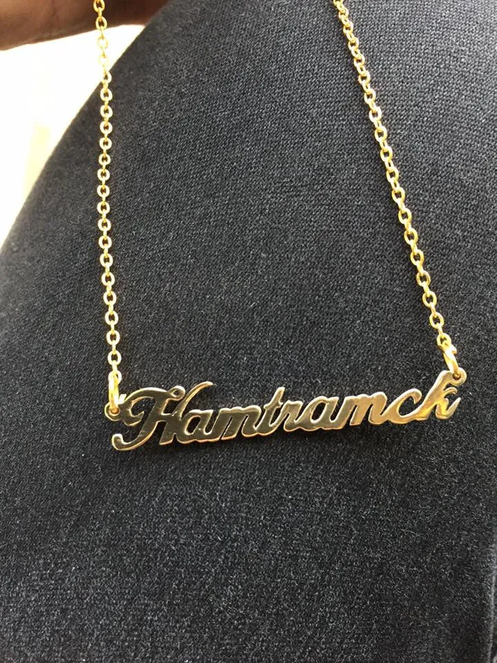 Hamtramck Script Necklace, Michigan Neighborhood Pendant