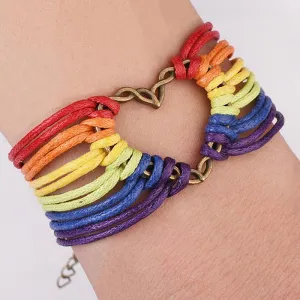 Handmade Thread Bracelet Gay Pride Leather Bracelets