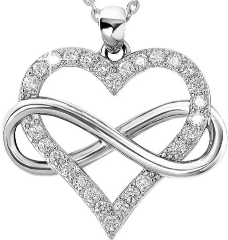 Heart 925 Sterling Silver Heart Infinity Pendant with Cubic Zirconias