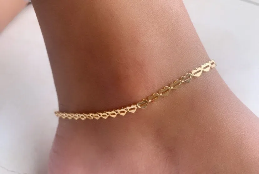 Heart Anklet , Dainty Anklet, Gold Ankle Bracelet, Chain Anklet, Anklet,Dainty Gold Anklet,Anklet Bracelet
