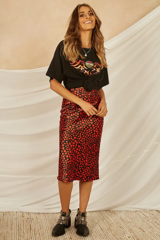 Heart On Your Sleeve Midi Skirt Black