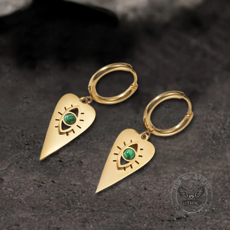 Heart-shaped Evil Eye Stainless Steel Earrings