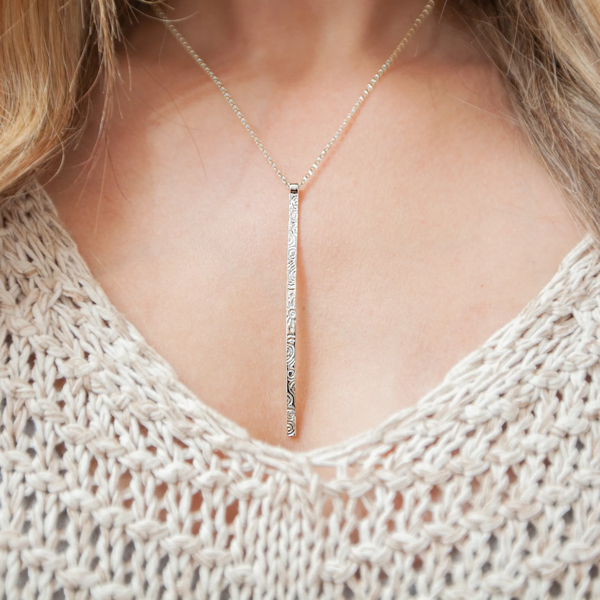 Heaven | Sterling Silver Bar Pendant Signature