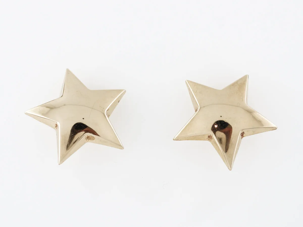 High Polish Star Earrings in 14K Yellow Gold
