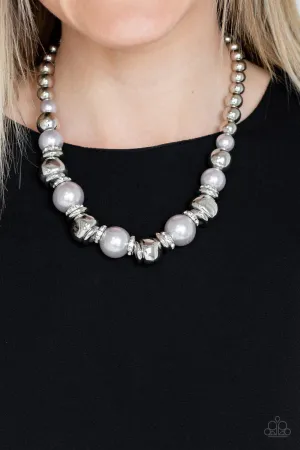 Hollywood HAUTE Spot - Silver Pearl Necklace-Paparazzi