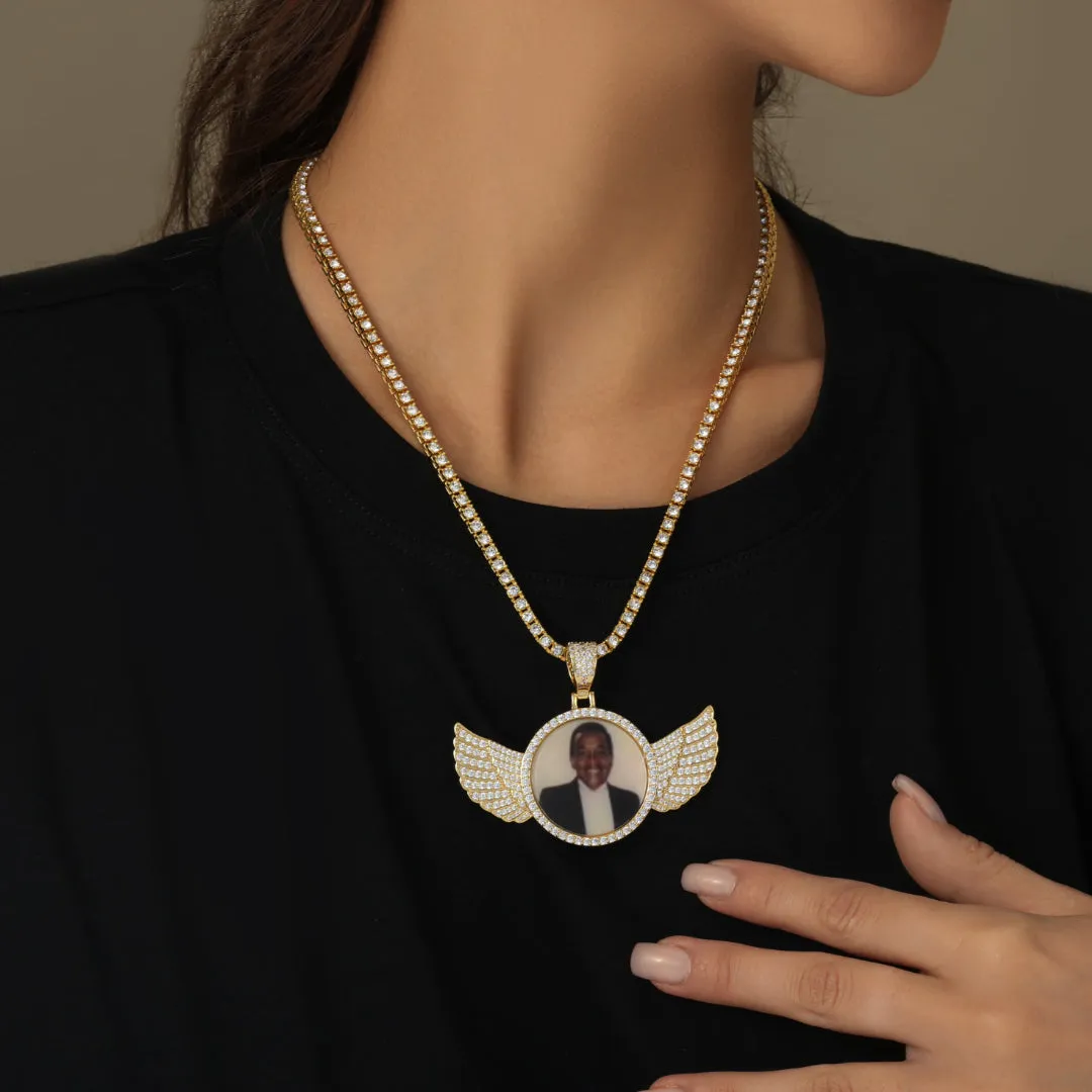 Iced Angel Photo Pendant Chain