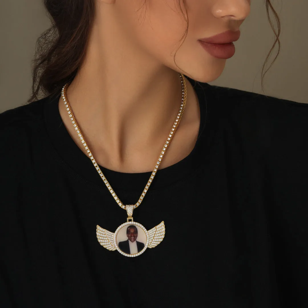 Iced Angel Photo Pendant Chain