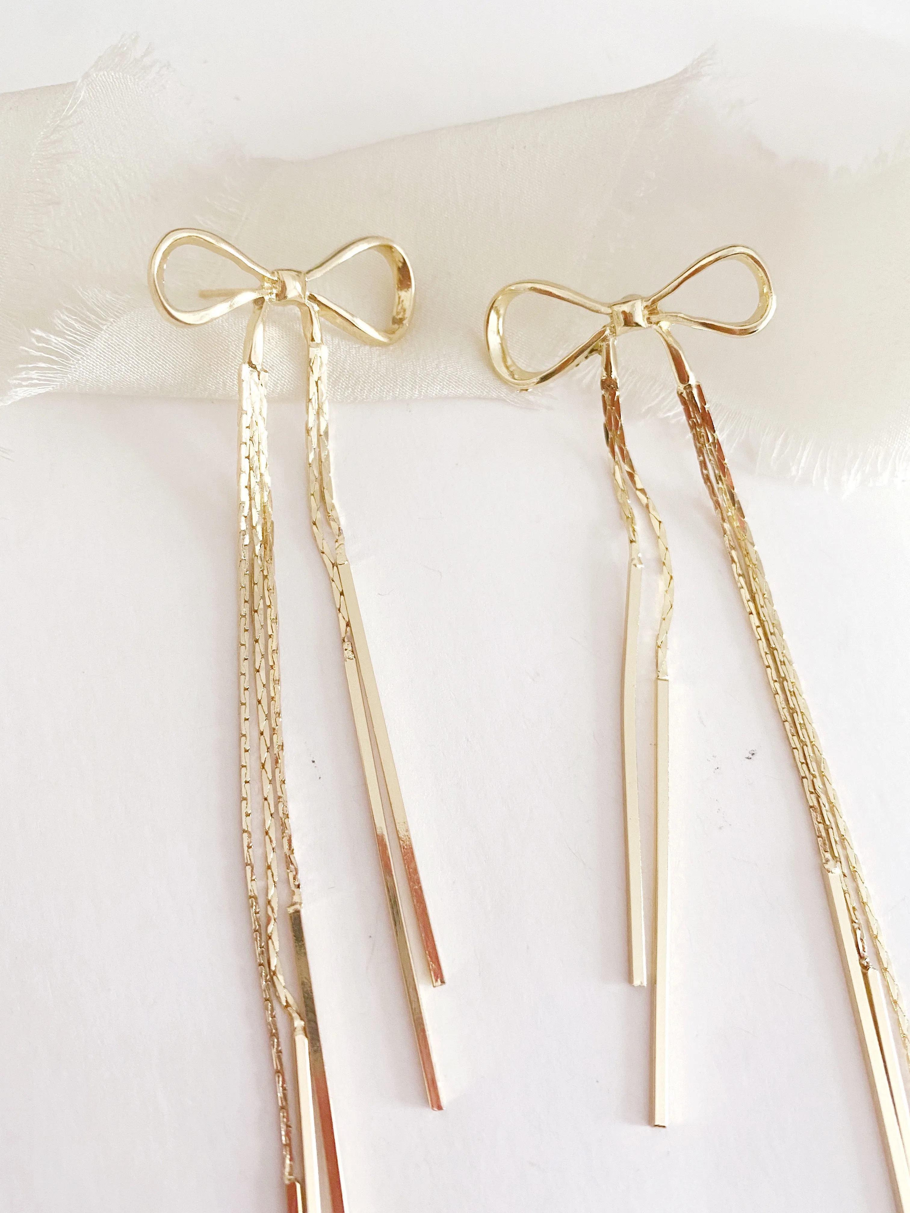 Idora Bow Long Drop Earrings
