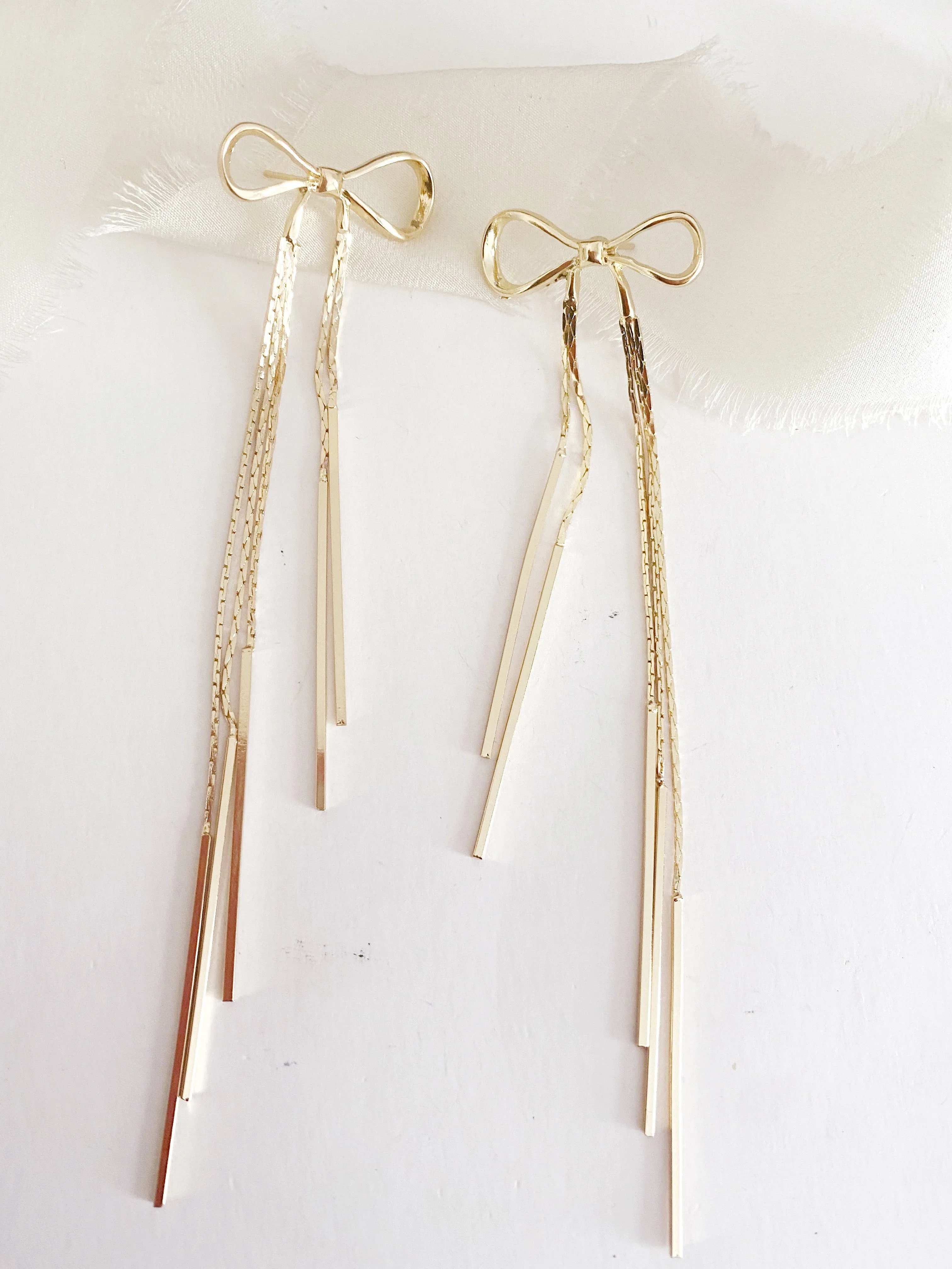Idora Bow Long Drop Earrings